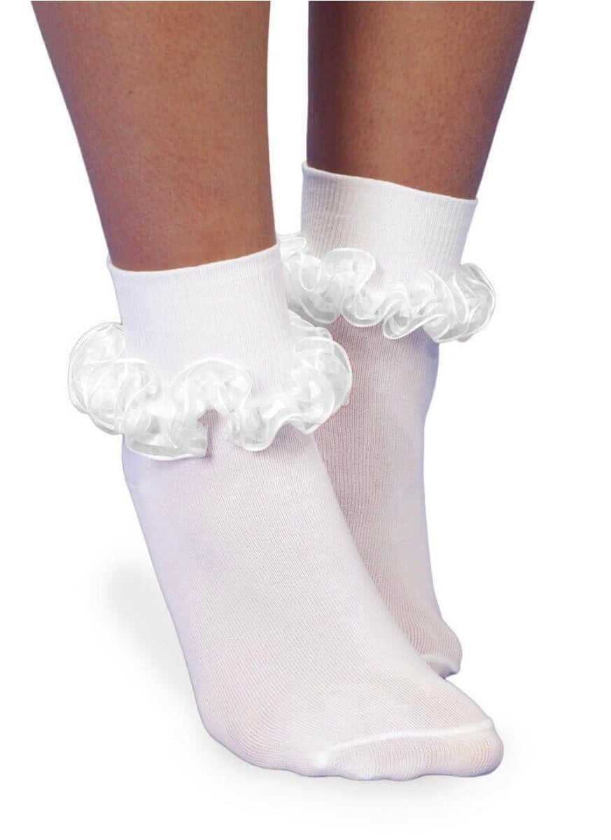 Jefferies 2172 sock smooth toe sheer ribbon tutu lace turn cuff sock 1 pair