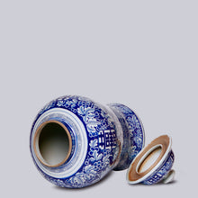 Load image into Gallery viewer, Double Happiness/Grapes Blue and White Temple Jar-Pick up only!!!
