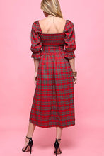 Load image into Gallery viewer, Tartan Plaid Midi Dress: Red
