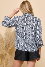 Load image into Gallery viewer, Snakeskin Print V neck  Blouse: Gray
