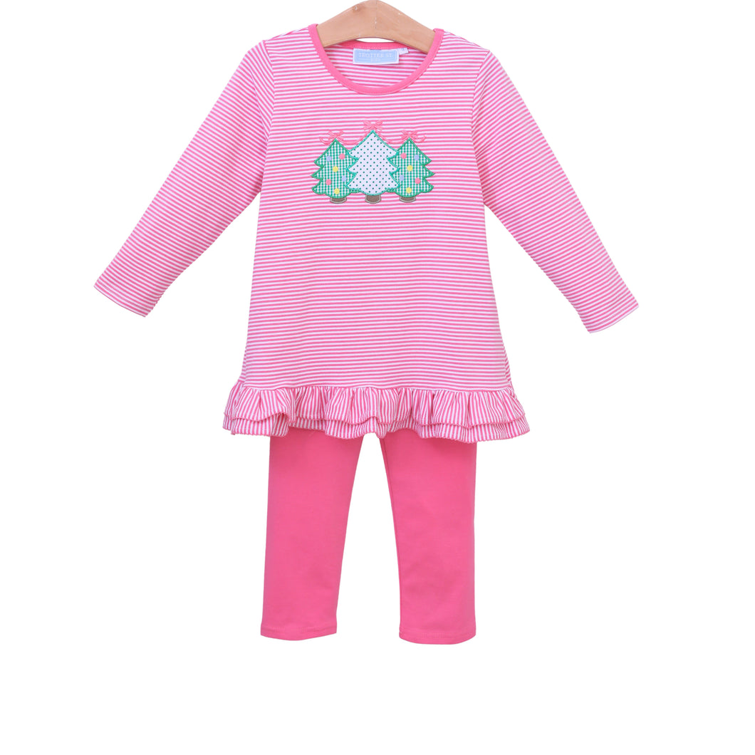 Christmas Tree Ruffle Pant Set by Trotter Street Kids