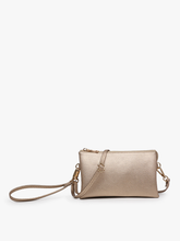 Load image into Gallery viewer, M013 Riley Monogrammable 3 Compartment Crossbody/Wristlet: Saddle
