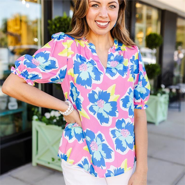 Malia Sea FLower Pink Blouse