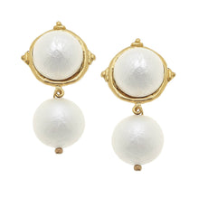 Load image into Gallery viewer, Gold Cotton Pearl Cab with Cotton Pearl Drop Earrings
