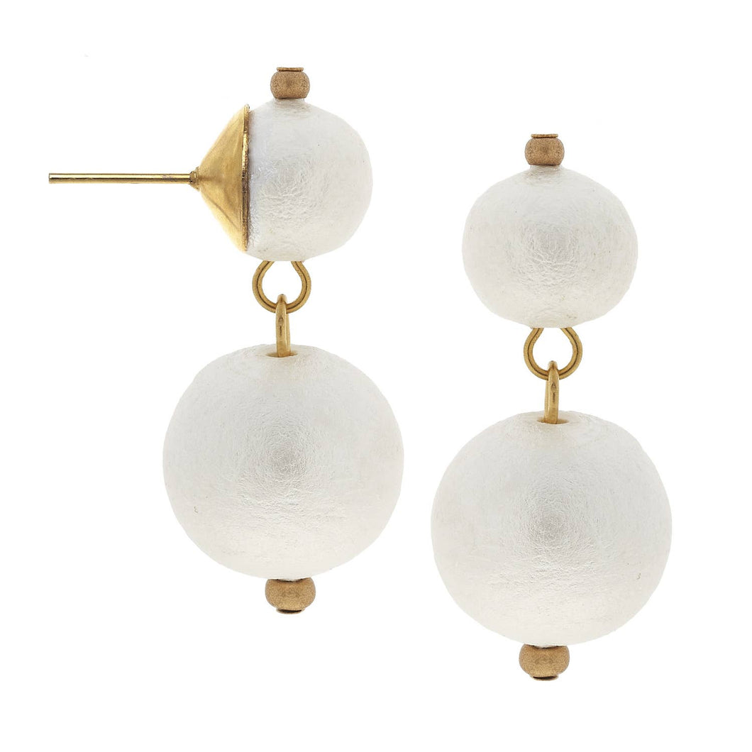 Gold Cab Cotton Pearl Earrings