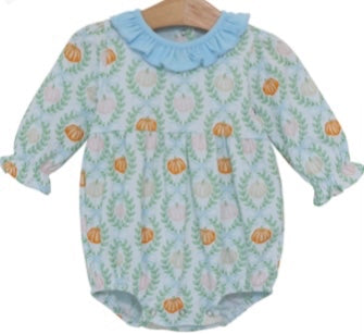 Trotter Street Pumpkin Patch Light Stripe Ruffle Bubble