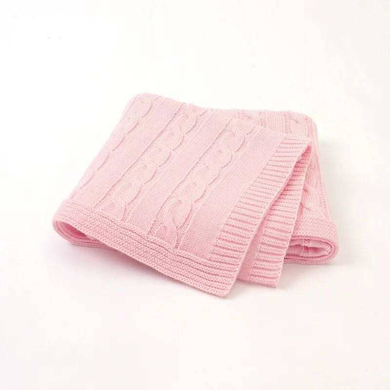 Cable Stroller Quilt COTTON - Baby Quilt Blanket Swaddle: Pink Cable