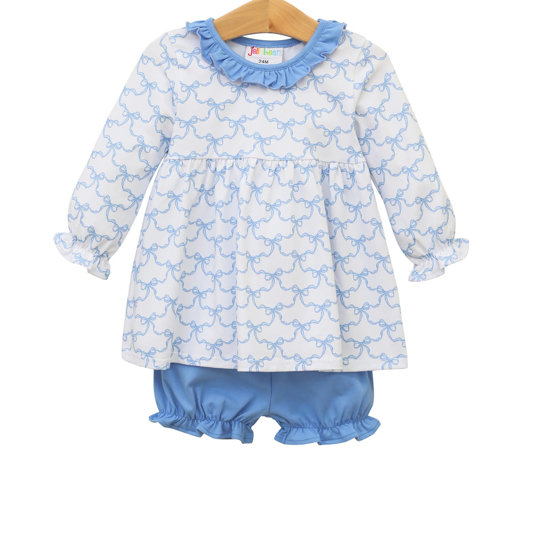 Blue bow trellis bloomer set