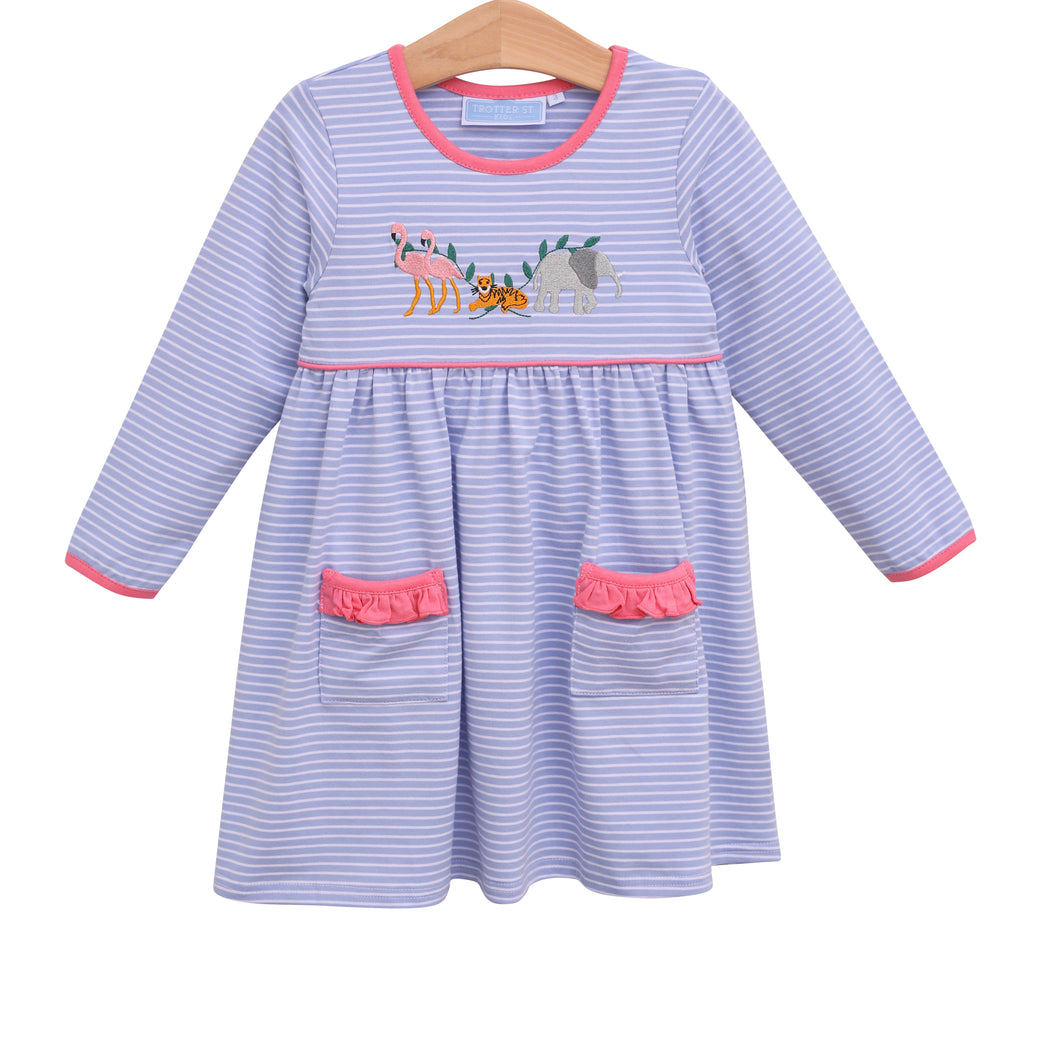 Zoo Friends Long Sleeve dress By Trotter Street Kids
