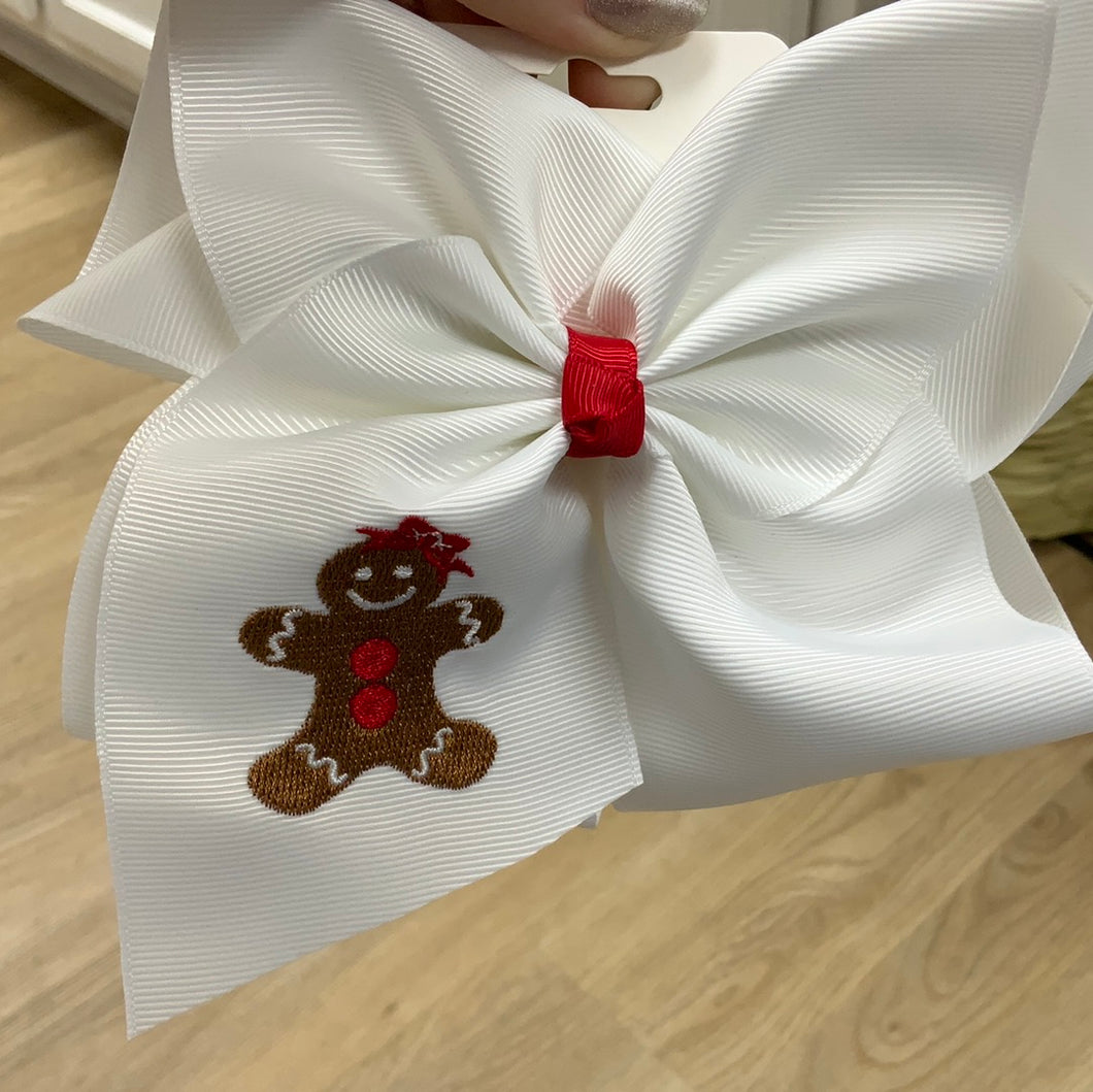 Ginger bread Embroidered alligator clip hair bow