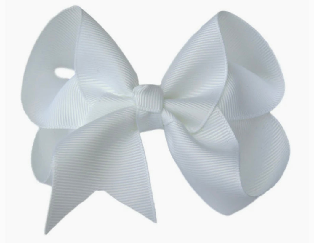 5 inch (2inch Width) Solid Grosgrain Bow-white