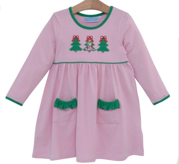 Trotter Street Christmas Tree Appliqué Dress