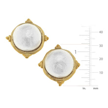 Load image into Gallery viewer, Gold and Cotton Pearl Cabochon Earrings
