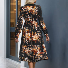 Load image into Gallery viewer, Women&#39;s Fashion Printed  Dress: Black / 100% polyester
