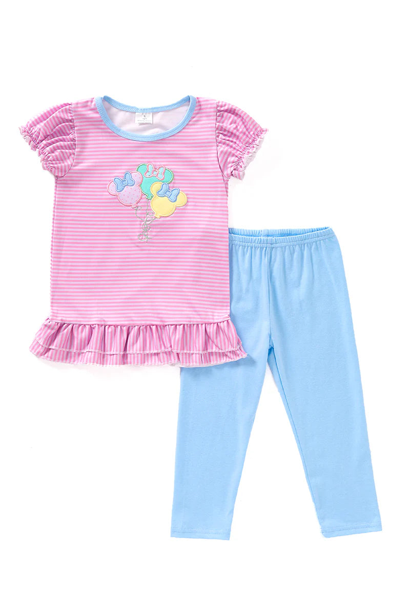 Pink Stripe Character Balloon Applique Set