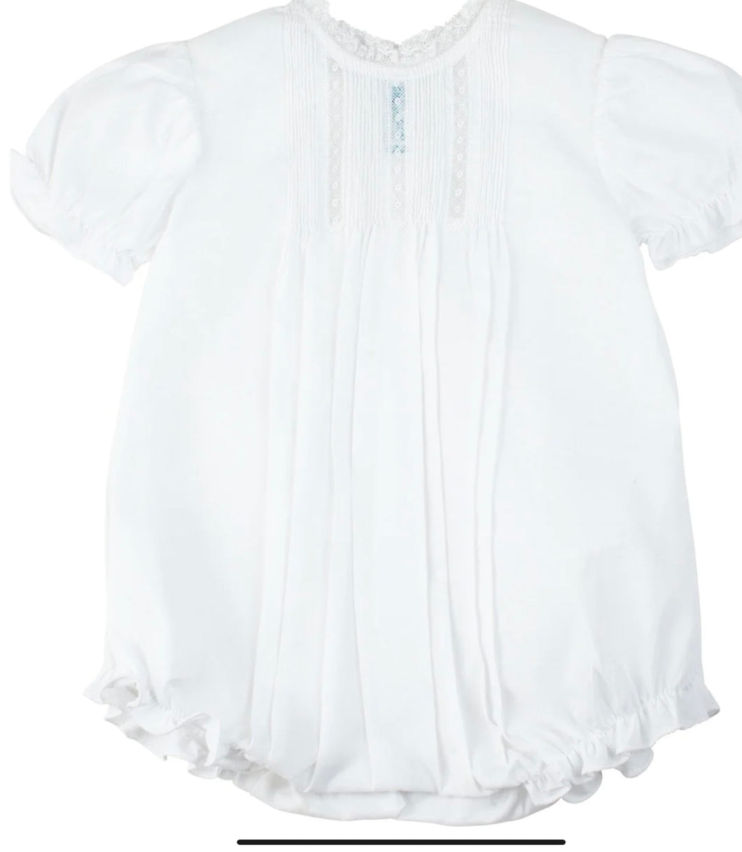 White pintucks and Lace bubble-new born