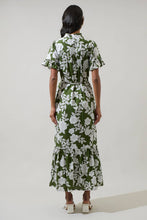Load image into Gallery viewer, Haizley Floral Alna Button Up Midi Dress: CREAM-GREEN
