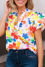 Load image into Gallery viewer, LDC Floral Bouquet Flutter Blouse: White / L
