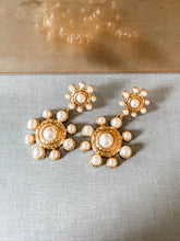 Load image into Gallery viewer, Hammered Gold &amp; Pearl Southern Statement Earrings
