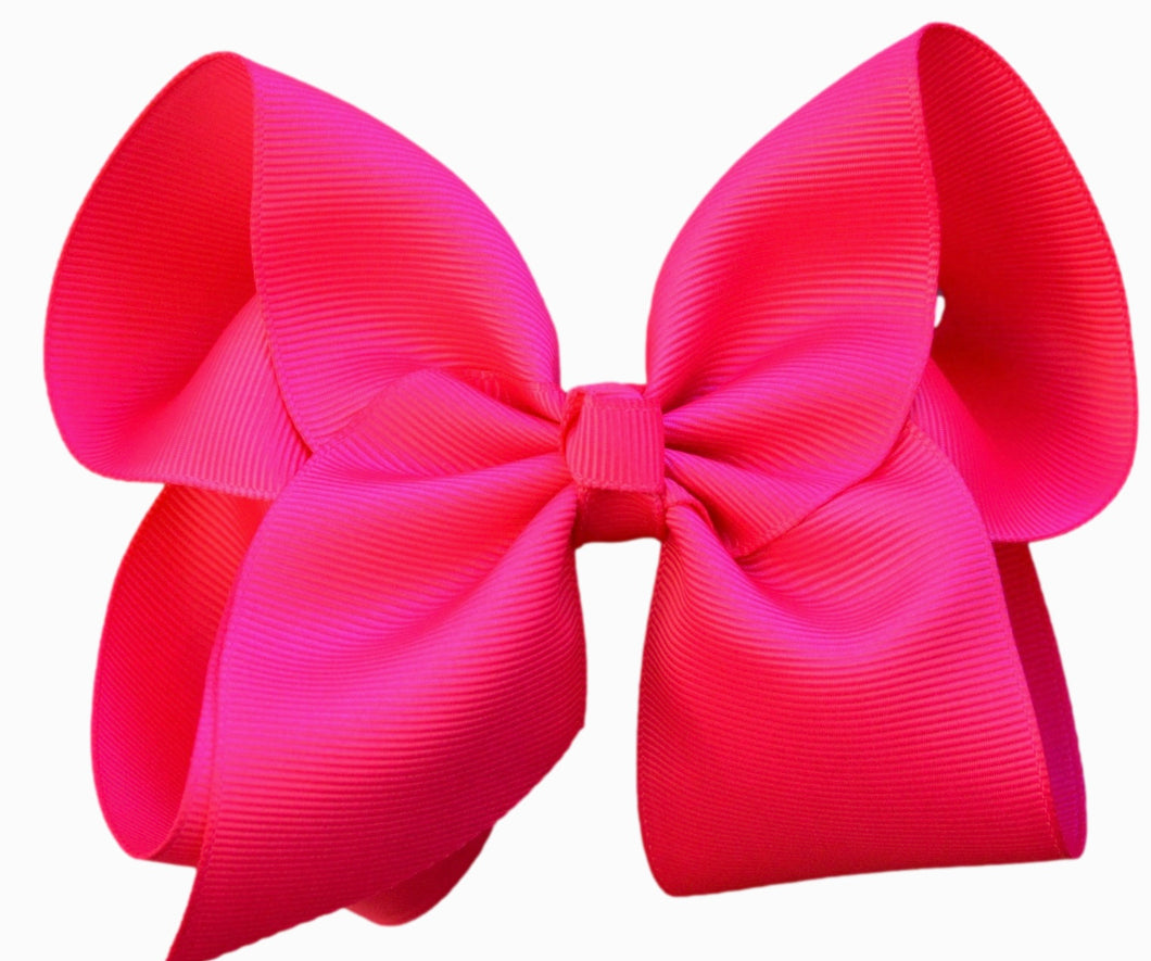 4 inch Solid Grosgrain Bow: shocking pink/ 4 Inch