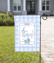 Load image into Gallery viewer, Celebrate Garden Flag - Oh Baby Blue Bassinet: 12&quot; x 18&quot; - Double-Sided
