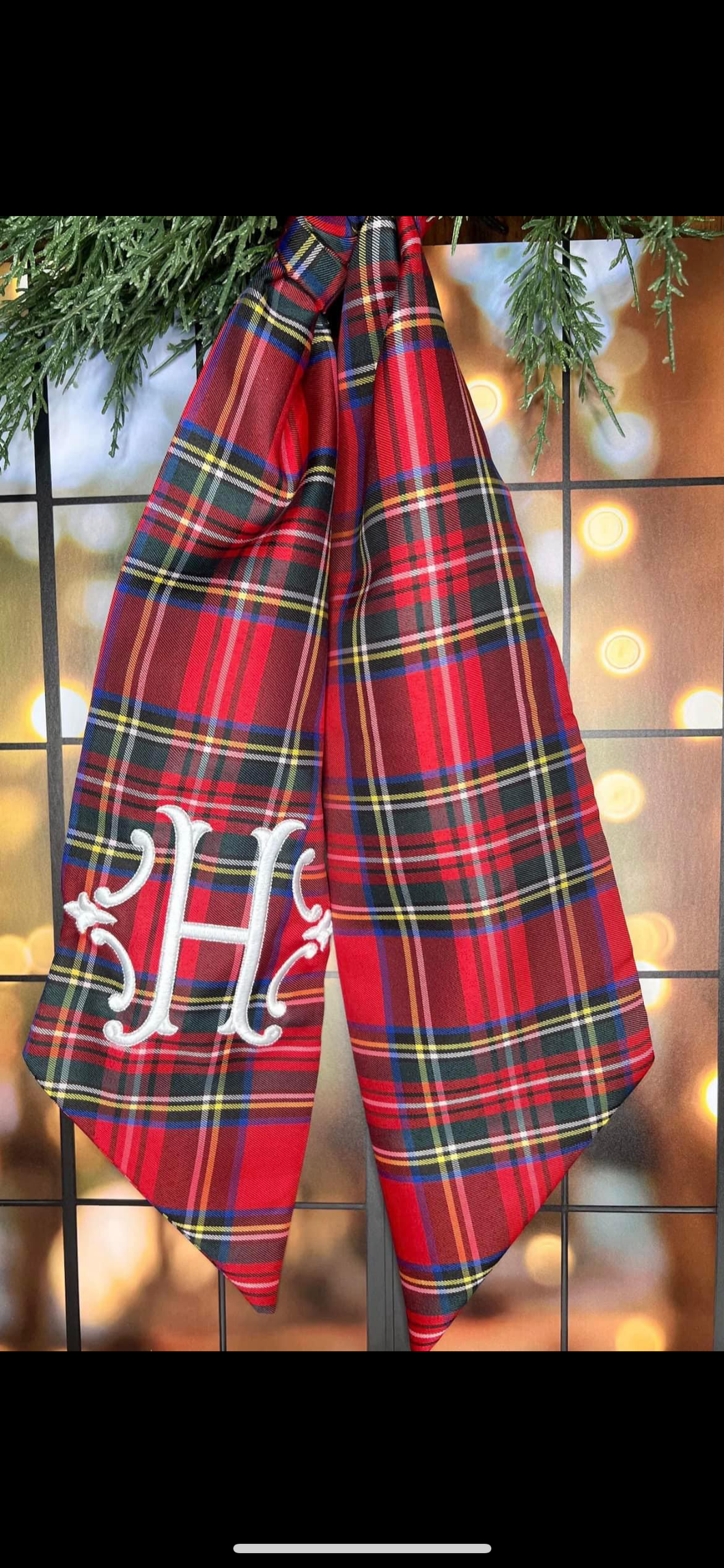 Tartan plaid 54inch wreath sash.