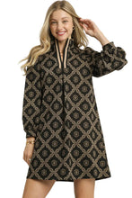 Load image into Gallery viewer, Ebony Geometric print long sleeve Mini Dress
