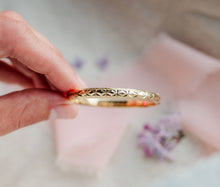 Load image into Gallery viewer, 14K Gold-Plated Etched Baby Bangle for Kids Gift for Girls: Small 0-12m
