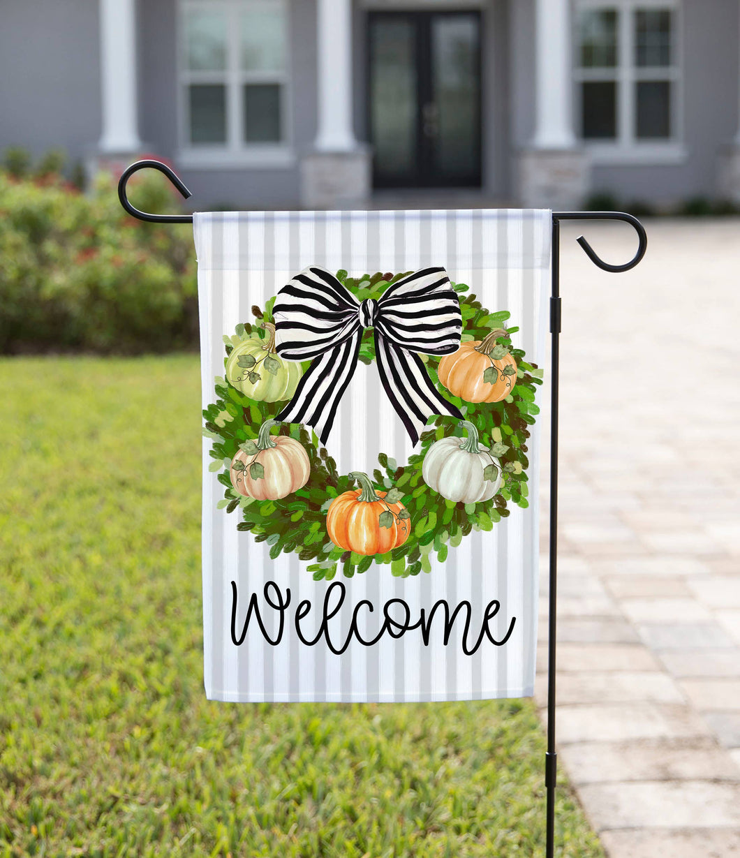 Fall Welcome Wreath Garden Flag: 12