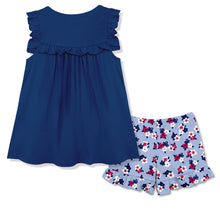 Load image into Gallery viewer, Navy Ruffle-Accent Tank &amp; Liberty Floral Ruffle Shorts
