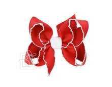 Load image into Gallery viewer, Crochet Edge Bows (Red &amp; White): 3.5&quot; Medium
