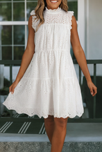 Load image into Gallery viewer, LDC Elegant Hollowed Flutter A-line Short Dress: White / L
