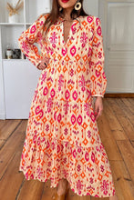 Load image into Gallery viewer, Orange Western Abstract Geometric Printed Maxi Dress: Orange
