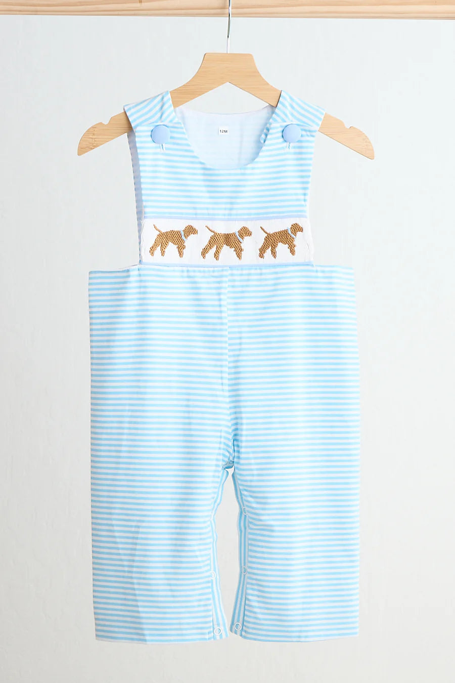 Blue Puppy hand smocked Jon Jon