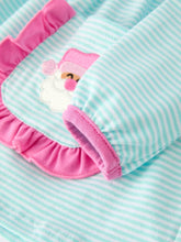 Load image into Gallery viewer, Holiday Fun Set: Striped with Santa Pockets-monogram bundle includes outfit, bow and monogram style pictured.

