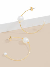 Load image into Gallery viewer, Double Pearl Hoop Earring: GD/PRL
