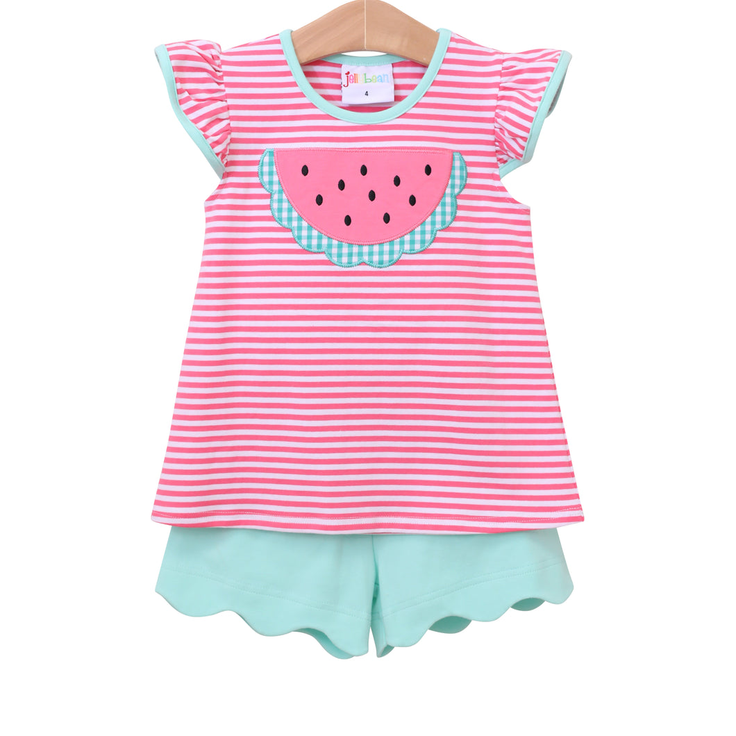 Watermelon Scollop Short Set