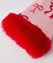 Load image into Gallery viewer, Christmas bow with fur trim pajama set
