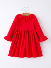 Load image into Gallery viewer, Christmas Smocked Dress with Green Bow and Tree Embroidery
