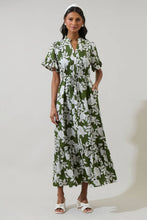 Load image into Gallery viewer, Haizley Floral Alna Button Up Midi Dress: CREAM-GREEN
