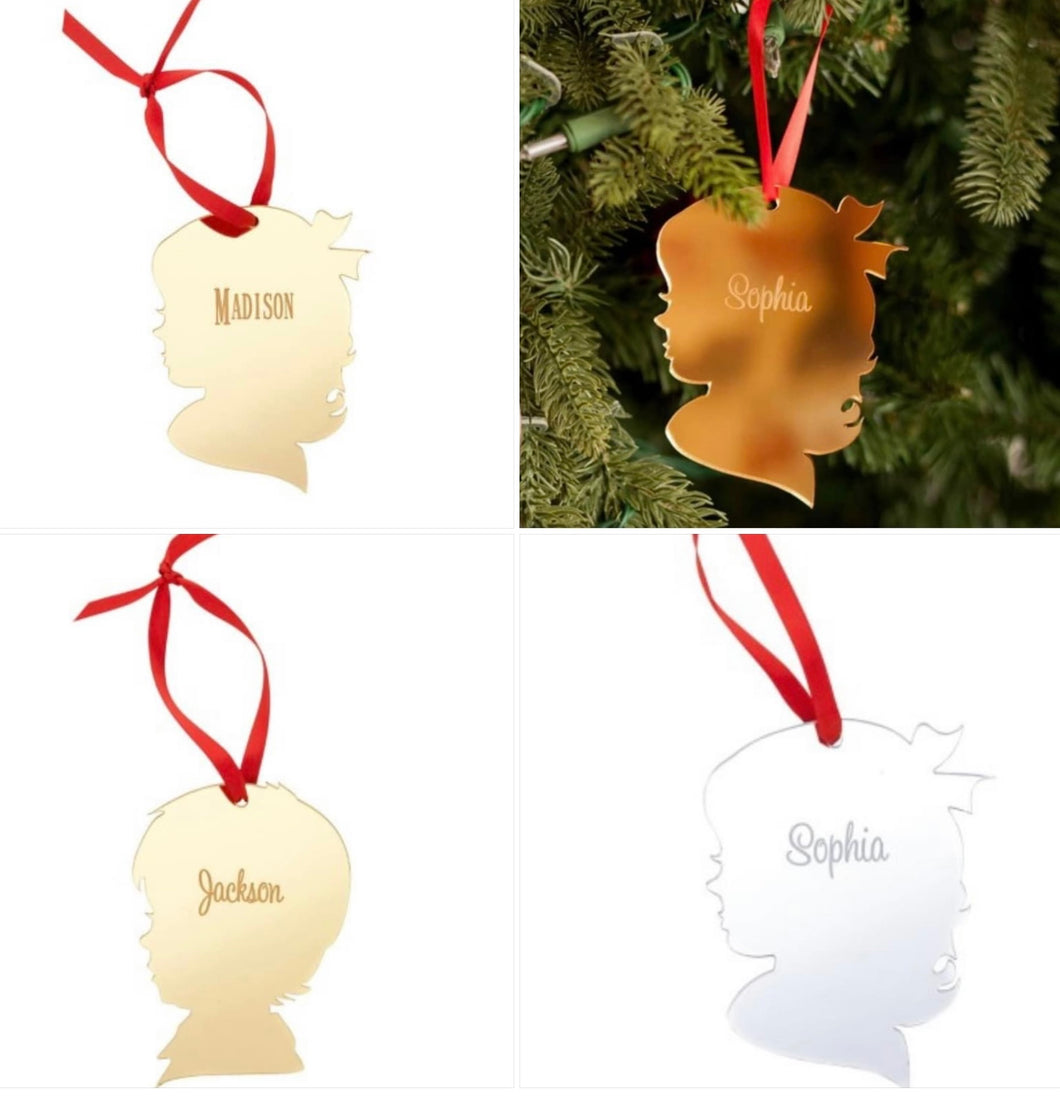 Gold or Silver Mirrored Acrylic Silhouette ornaments