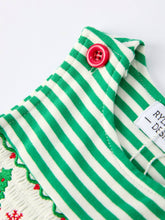Load image into Gallery viewer, Christmas Tree Smocked Green Stripe Baby Boy Romper
