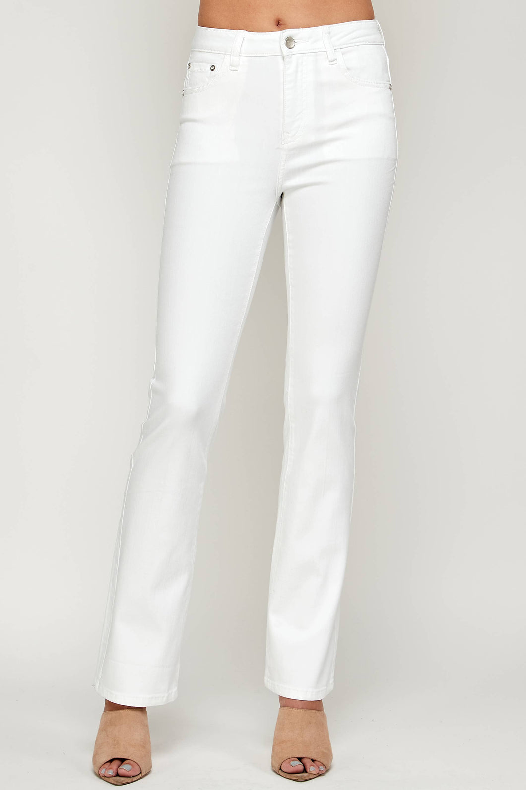I&M Jean - White - High Rise Slim Flare Jeans