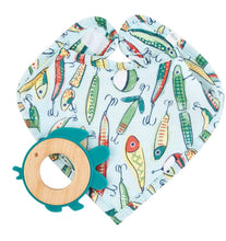Load image into Gallery viewer, Blue Fishing lure Bib and teether set
