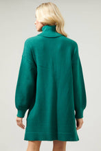 Load image into Gallery viewer, Shawnee Waffle Knit Turtleneck Sweater Dress: Emerald
