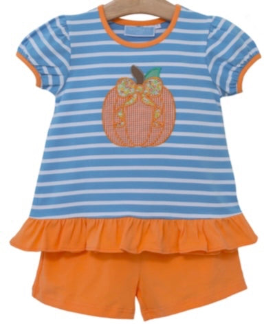 Trotter Street Pumpkin Applique Ruffle Set