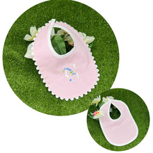 Load image into Gallery viewer, Pink Cotton Pique Baby Bib: With ric rac
