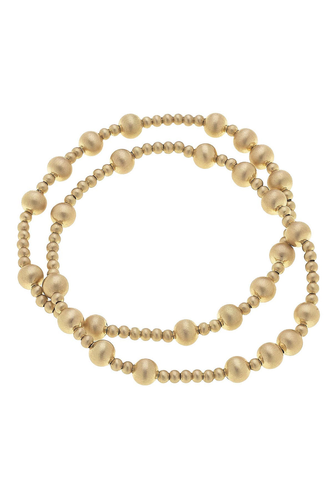 Shelby Ball Bead Stretch Bracelets (Set of 2): Satin Gold 25148b/gd