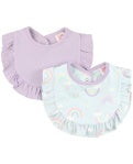 Soft Rainbow and Pastel Lilac knit 2 pk ruffle bibs-one size by Rufflebutts