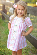 Load image into Gallery viewer, Proper Pumpkins Pink Gingham A-Line Dress with Pumpkin Embroidery: 2T
